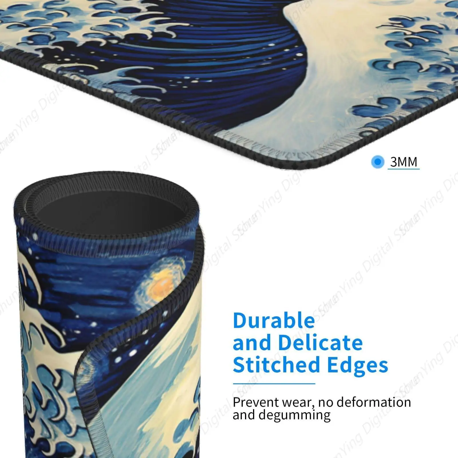 Blue Wave Mouse Pad Anti Slip Rubber Gaming Mouse Pad Suitable For Office Mouse Pads On Laptops 18*22cm