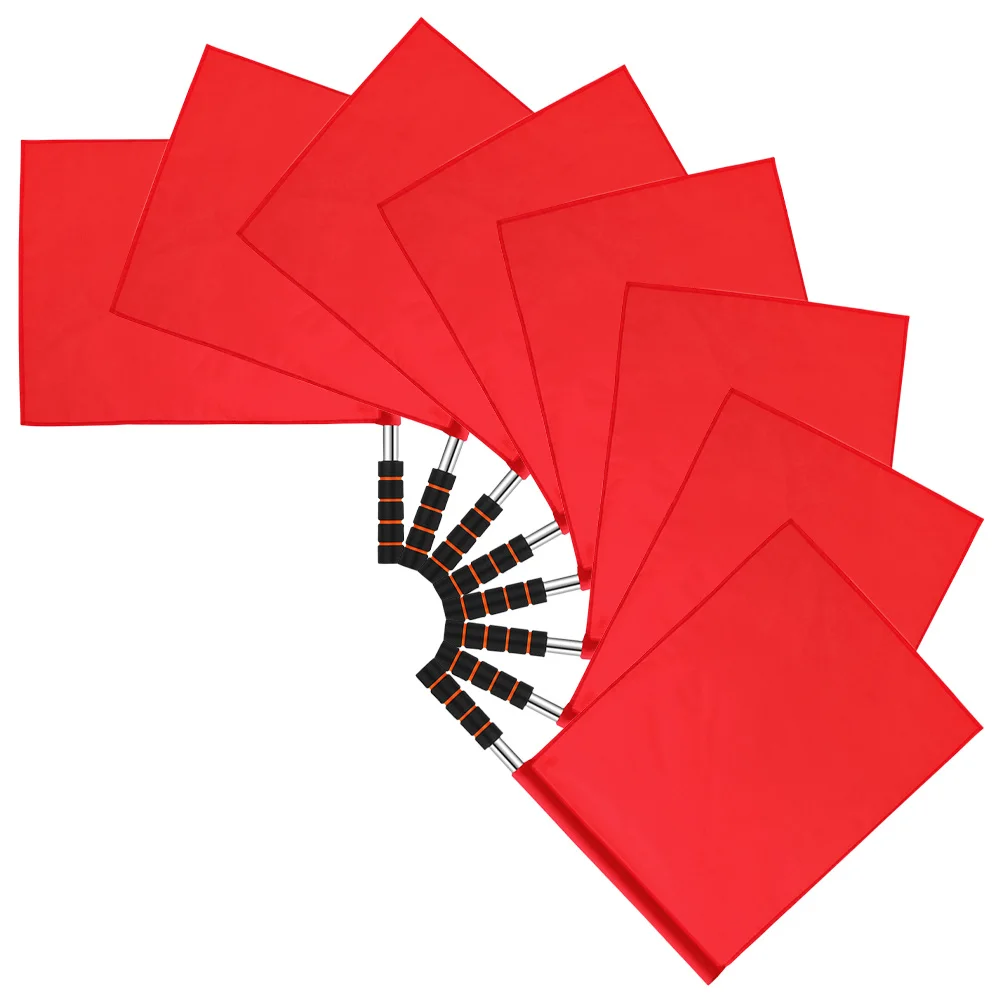 

8Pcs Red Handheld Signal Flags for Starting Referee Traffic Control Railway Safety Volleyball Football Match