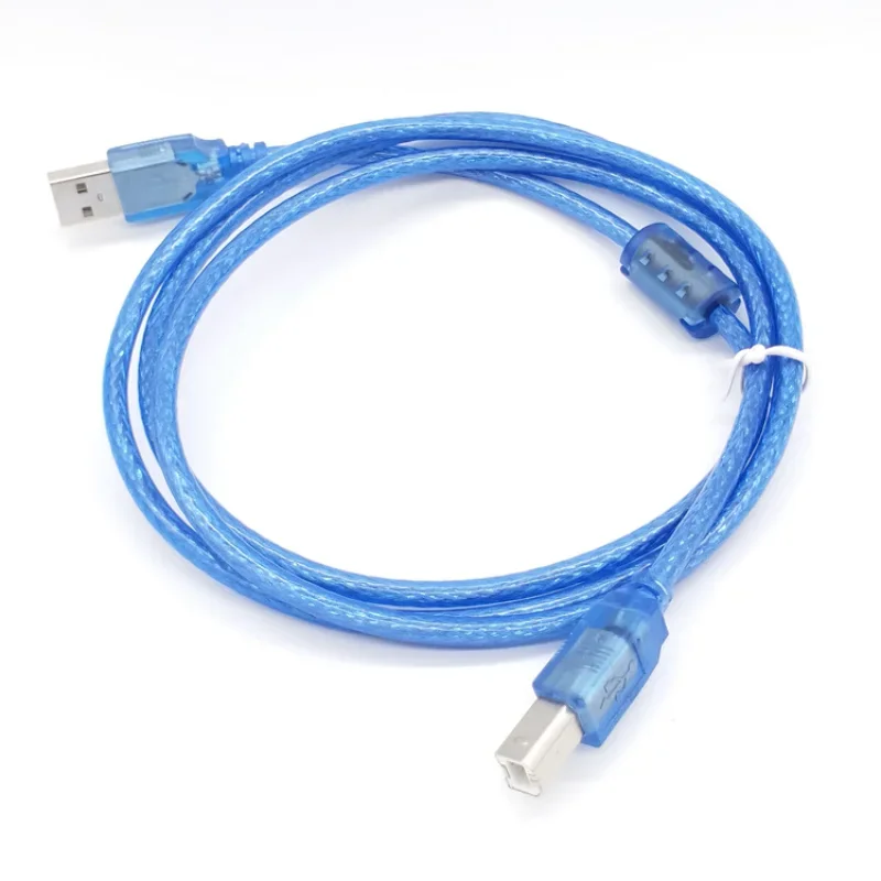 USB 2.0 Printer Cable Type A Male To Type B Male Dual Shielding High Speed Transparent Blue