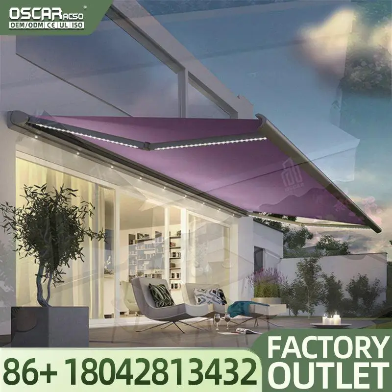 High Quality Latest Design Automatic Outdoor Motorized Horizontal  For Garden Beach Patio Retractable Awning