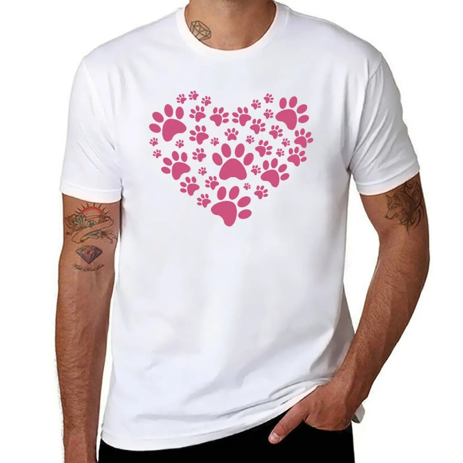 

Paw Print Heart T-Shirt funny t shirts cotton t shirt for man 100 percent cotton T-Shirt