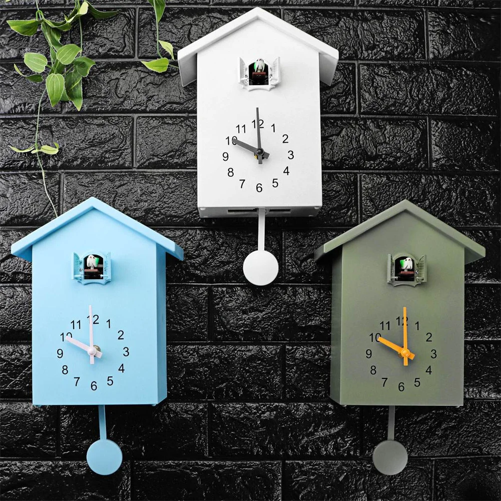 Modern Cuckoo Wall Clock Fashion Creative Pendulum Clocks Bird House Battery Powered Cuckoo Wall Clock For Living Room Kitchen