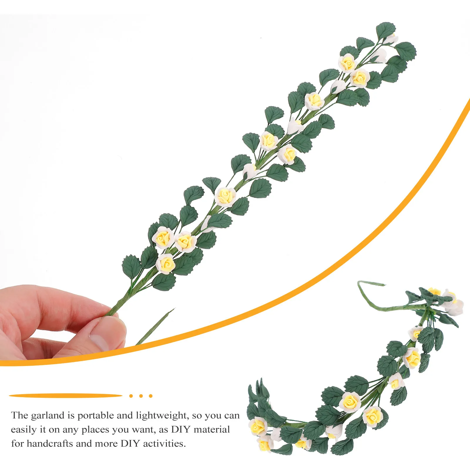 2Pcs Rose Flower String Simulation Decor Miniature Resin Flower Ornaments Sand Table Fairy Garden Mini House Decoration
