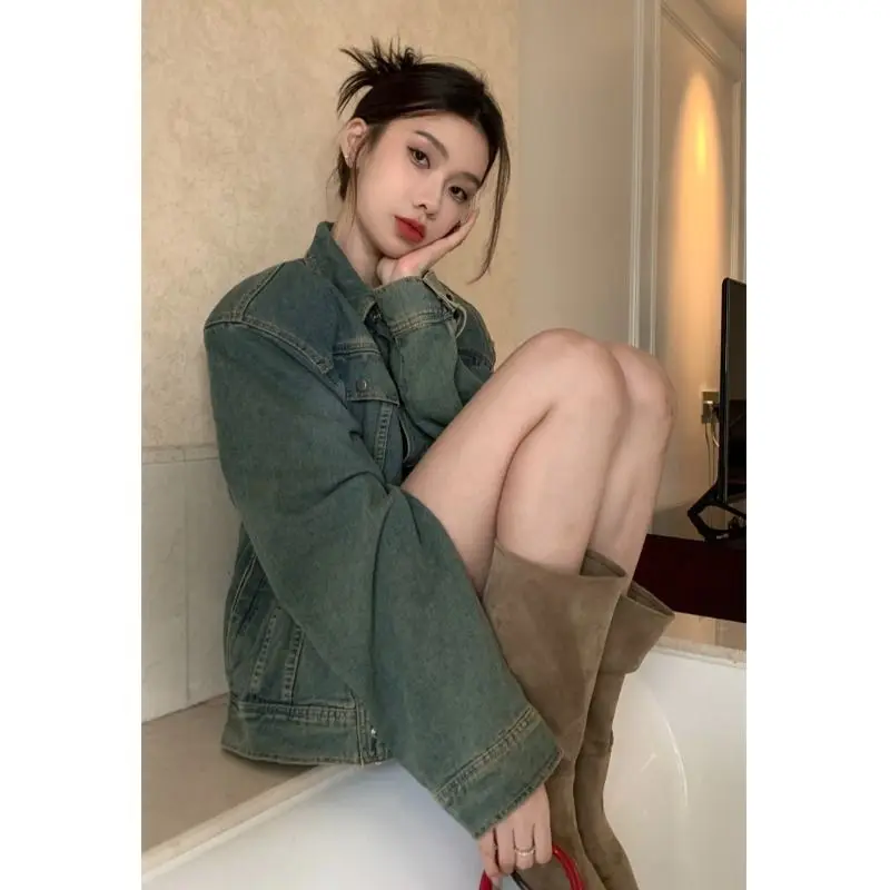 

Женские куртки Элегантный весенний вельветовый воротник-стойка Короткие однотонные однобортные однобортные европейские однотонные белые пуговицы