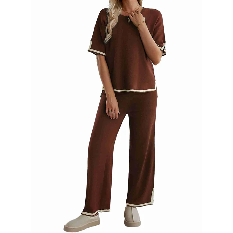 

A83F-Женская футболка с короткими рукавами и брюки, комплект из двух предметов для сна