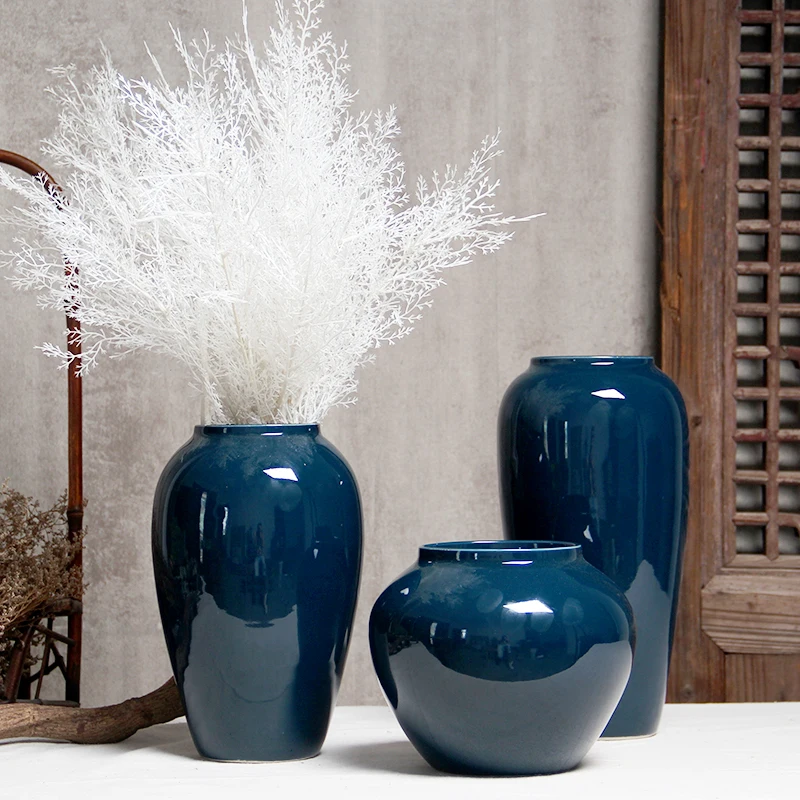 

Ceramic countertop vase color glaze Jingdezhen ceramic pot flower arrangement modern Chinese European style living room hotel vi