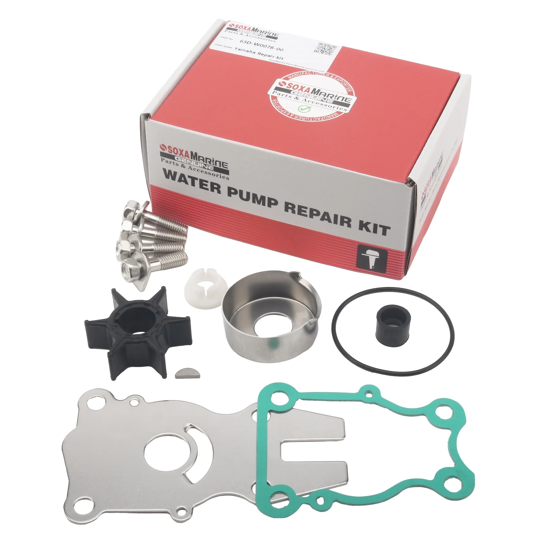 Soxa Marine 63D-W0078-A0 63DW007801 Water Pump Repair Service Kit for Yamaha 2 Str 4 Str 40 50 60 HP Outboard Boat Motor 18-3434