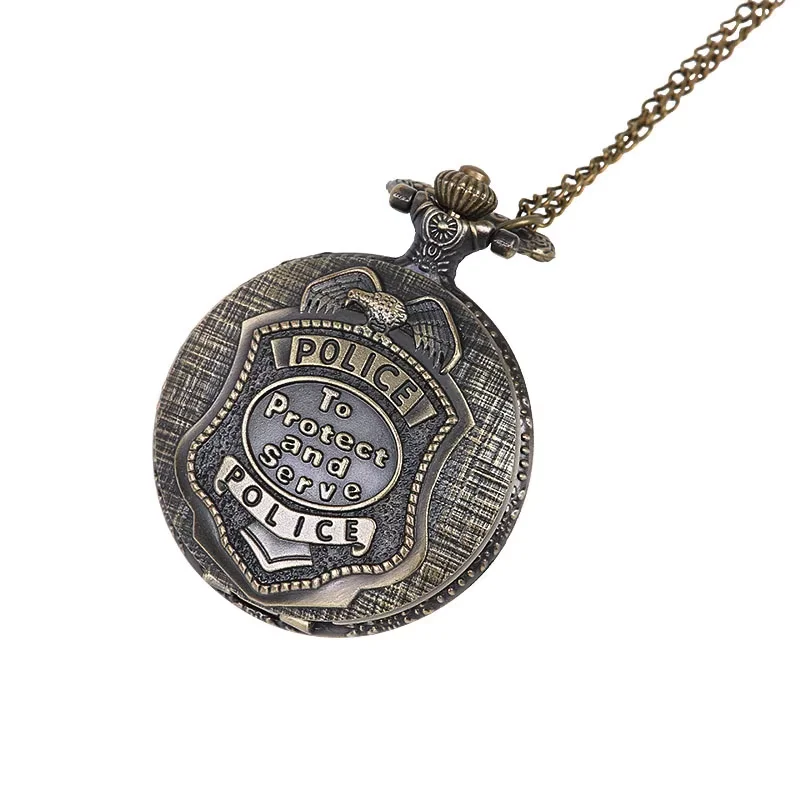 8855Vintage large eagle shield totem logo pocket watch European and American style messy texture bronze quartz pocket watch