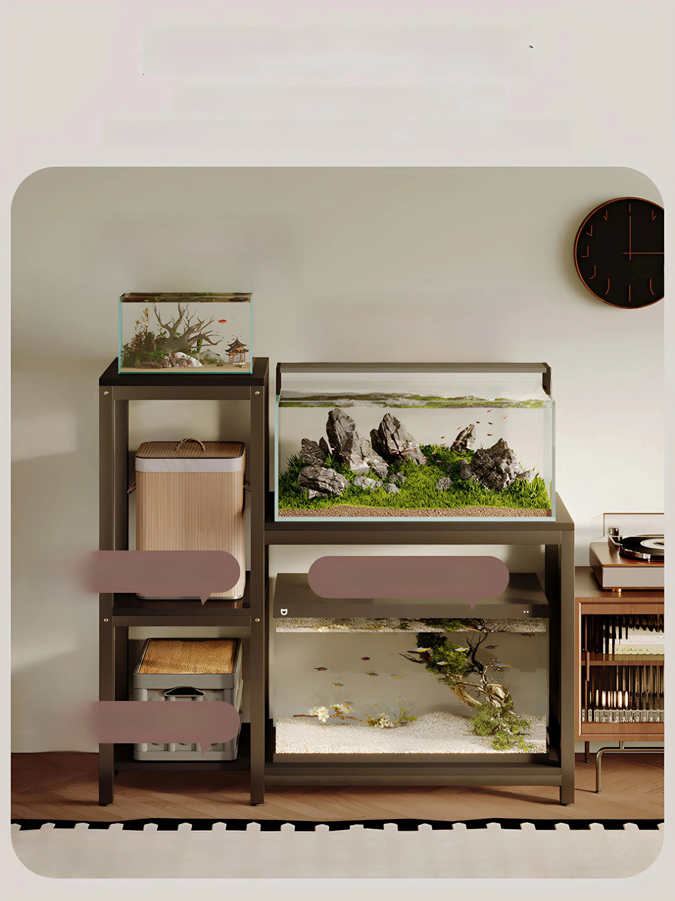 Super Strong Double Layer Fish Tank Stand for Living Room Home Use Metal And Density Board Storage Rack Multi Layer Organizer