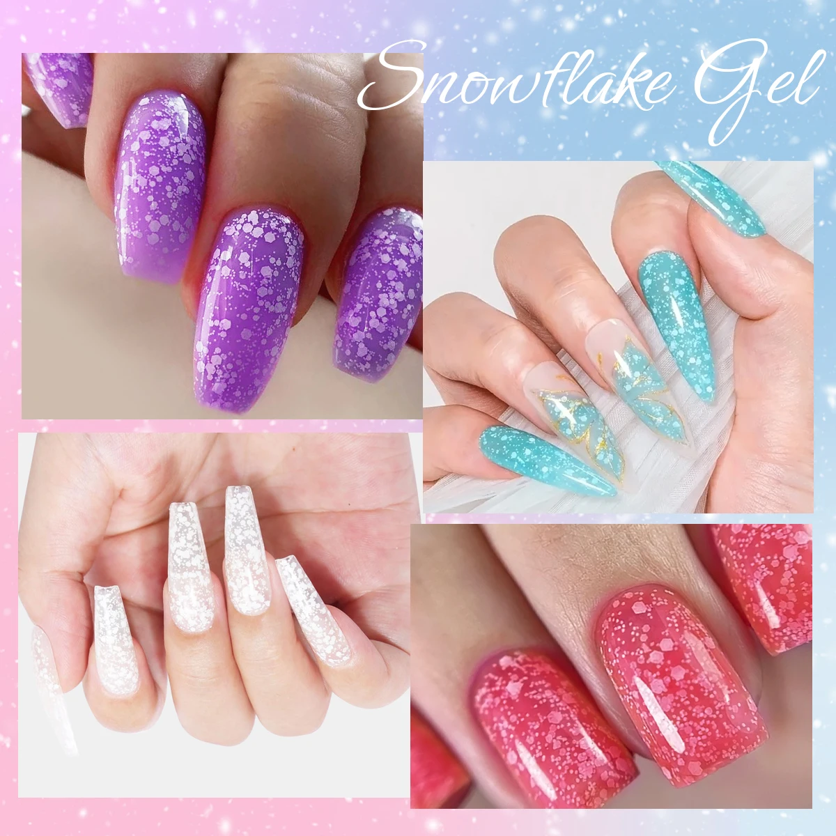 طلاء أظافر جل ندفة الثلج عبوة واحدة من Heimat Frisch، 7 مل لكل زجاجة، 0.24 أونصة. تتميز بريق تأثير ندفة الثلج الذي يمكن نقع #2