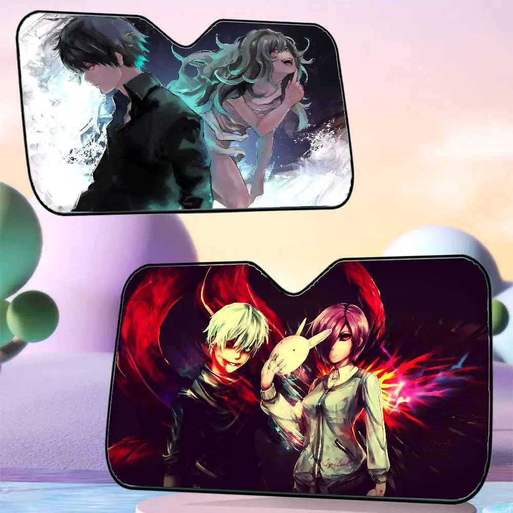 

Anime Tokyo-Ghoul Car SunShade Car Window Sunshade Sunblock Front Windshield Hood Interior Front Baffle Double Ring Sunshade
