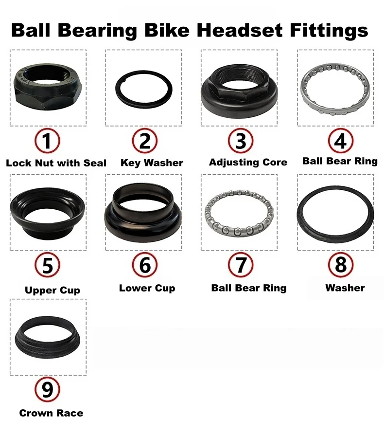 25,4 mm/1 Zoll und 28,6 mm/1-1/8 Zoll Gewinde-Käfiglager und Dichtungslager Fahrrad-Steuersatz für 30 mm/34 mm Steuerrohr, leichter Fahrrad-Steuersatz – Detail 1