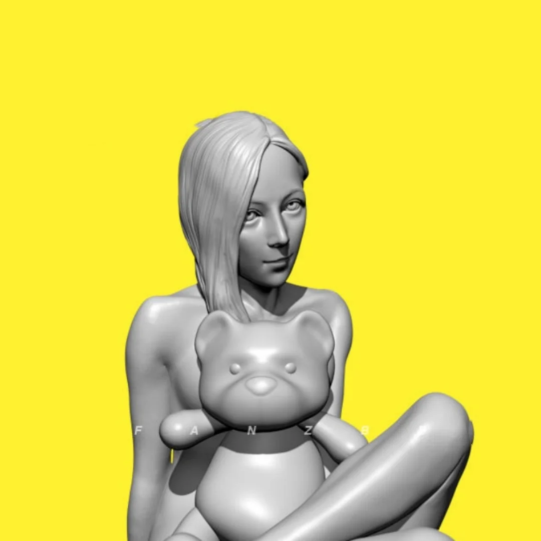 

1/35 Scale Resin Figure Model Kit Naughty Girl Series Little Bear Sister Unassembled Unpainted 3D printing toy 194