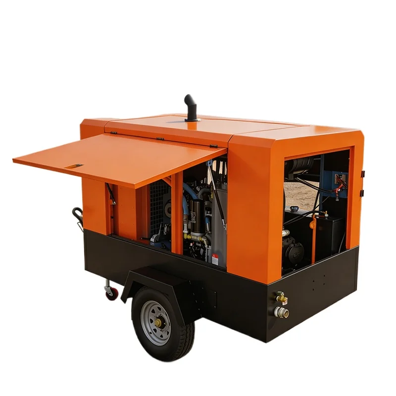 Stable Running Diesel Trailer Screw Compressor for Water Conservancy Dam Construction Drilling Gear