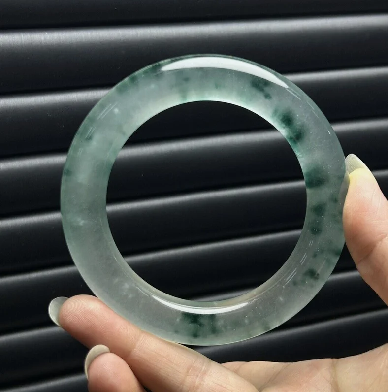 Certified Natural ice Green FLOWER Myanmar Jade jadeite bracelets bangle 61-63mm