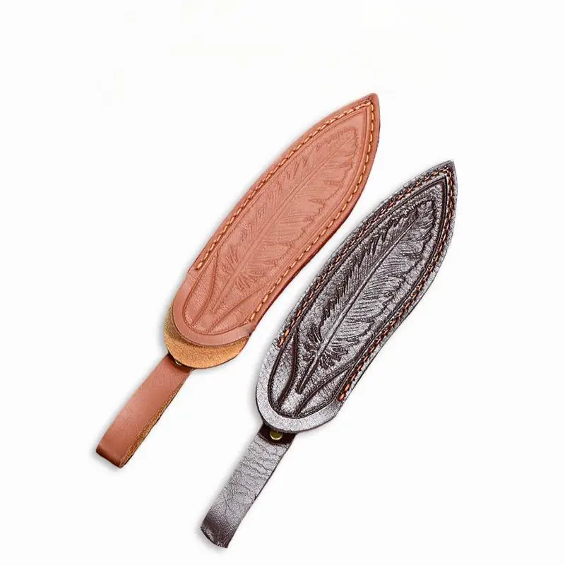 Fixed Blade Knife Sheath Embossed Leather Scabbard Universal Durable Secure Hold Home DIY Knife Holster