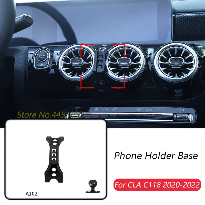 Car Phone Holder Base Special Mounts For Mercedes Benz CLA C118 2020-2022 Fixed Air Outlet Bracket Accessories With Ball 17mm