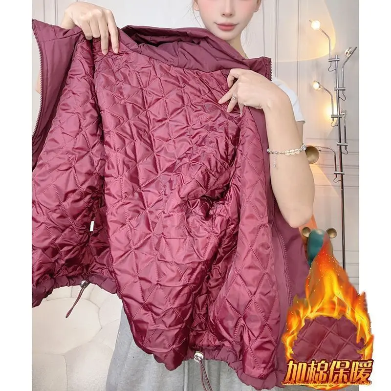 Nowa, gruba kurtka z kapturem w stylu koreańskim, modna, luźna kurtka, uniwersalny kardigan, top, rok 2025.