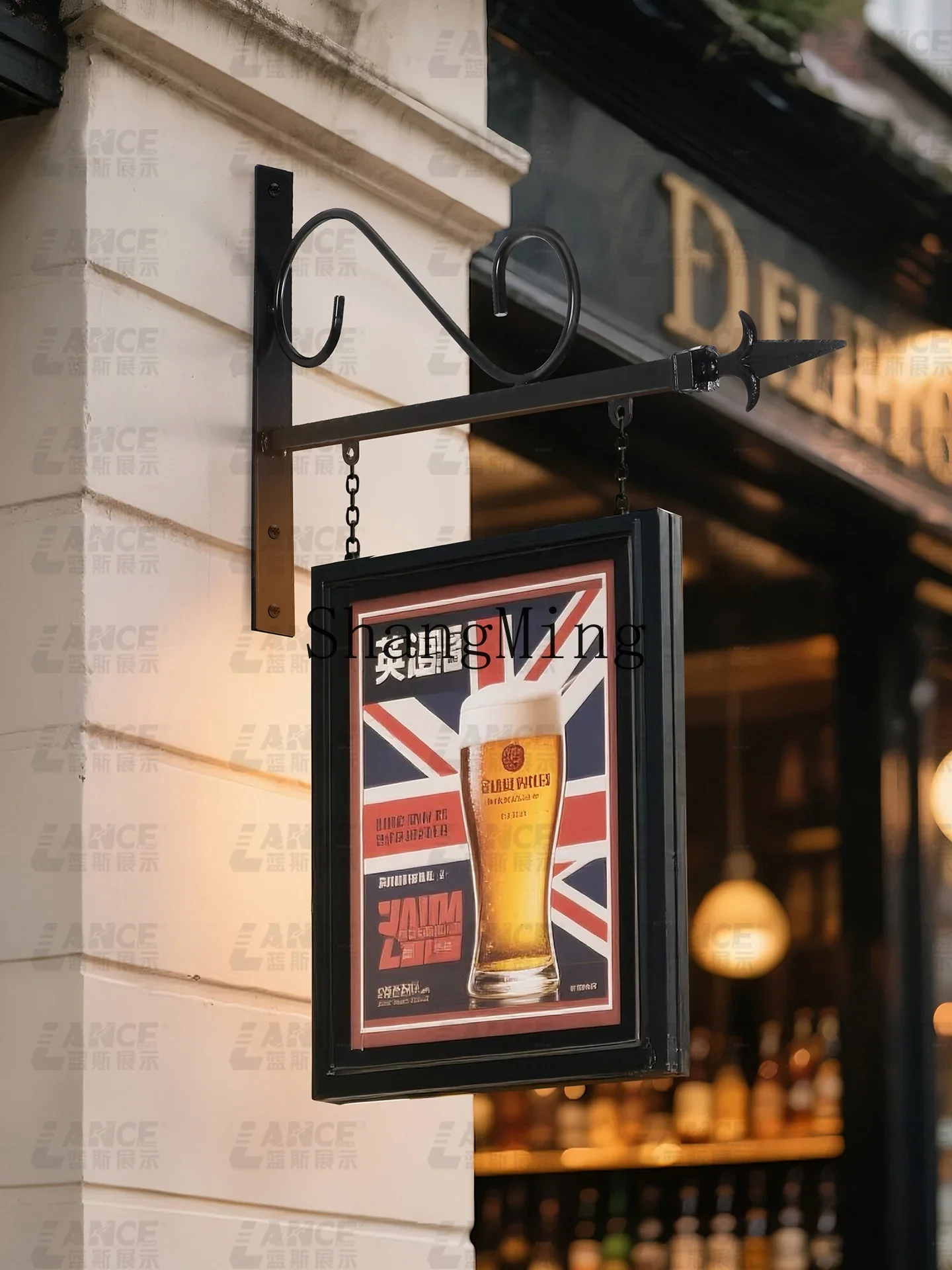 

FG heavy duty retro nostalgic side hanging strut door plate door hanging signature wrought iron