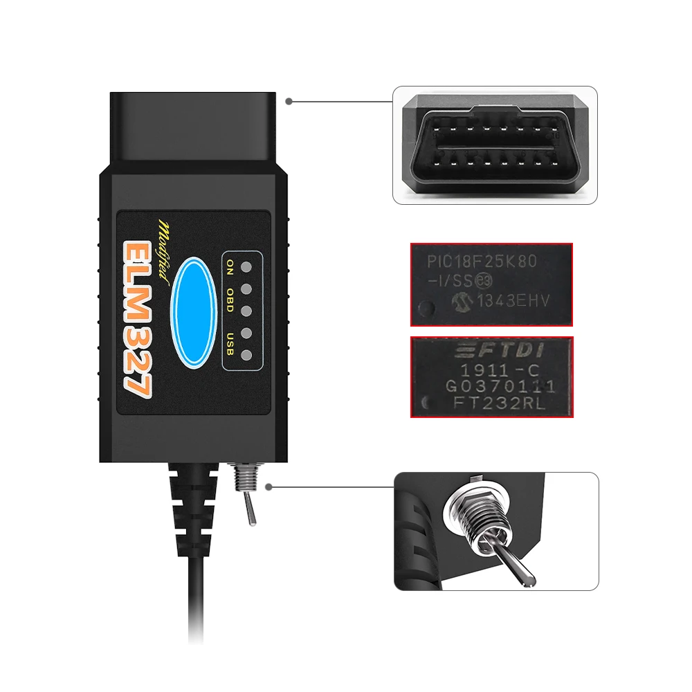 

Suitable for Ford FORScan PIC18F25K80 OBDII Scanner Diagnostic Tool Auto Code Reader Suitable for ELM327 V1.5 USB HS MS CAN