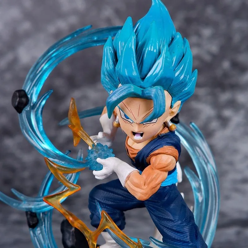 Dragon Ball Saiyan Vegetto with Blue Hair Special Effects Gk PVC Statue Action Figurine Desk Anime Model Toys Figures Gift 10cm