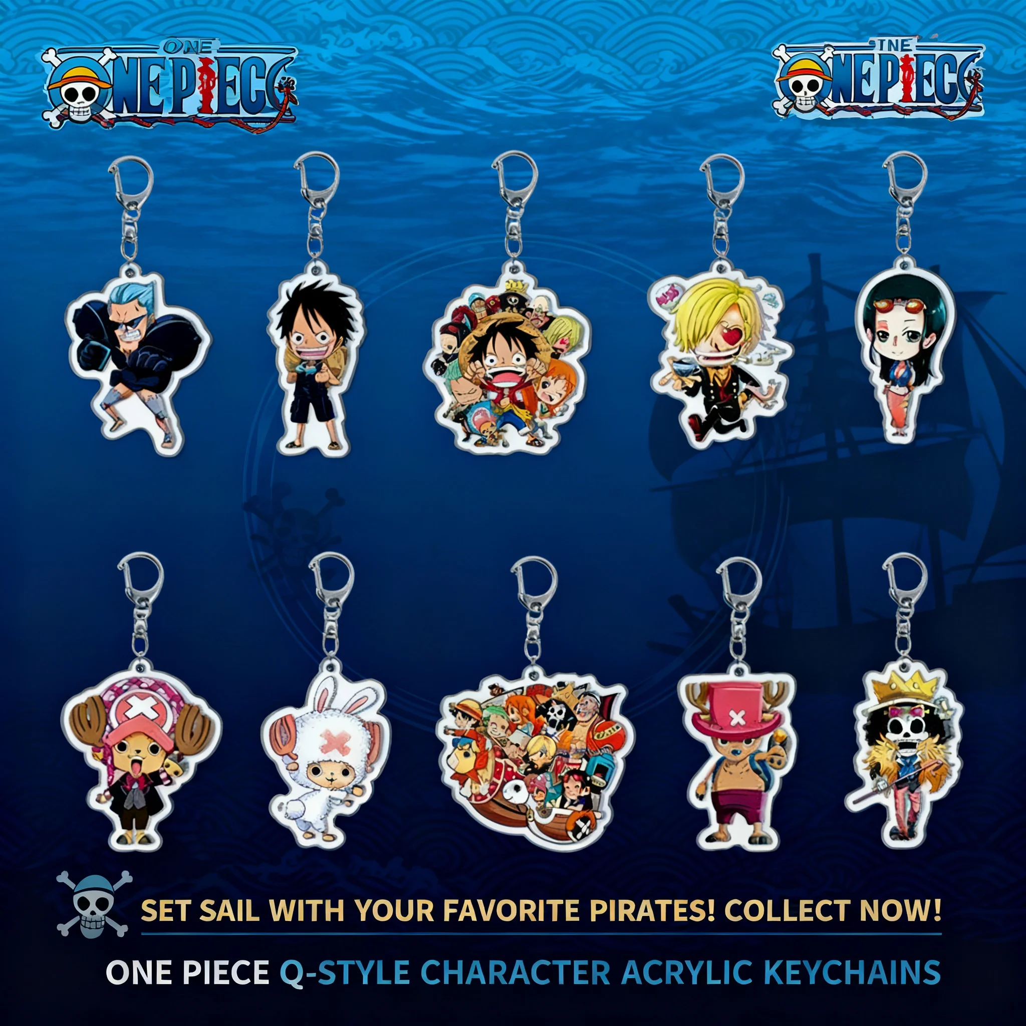 

Акриловый брелок-подвеска «Аниме One Piece» с Луффи, Чоппером, Зоро, аксессуар для рюкзака, подарок для косплея, коллекционный мерч