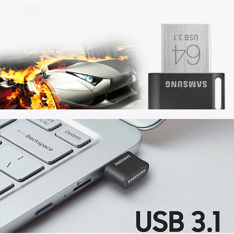 SAMSUNG Original USB3.1 Flash Drive FIT Plus 128G 256G 512GB 400MB/s High Speed Mini Pen Drive 64G Read speed up to 300MB/s