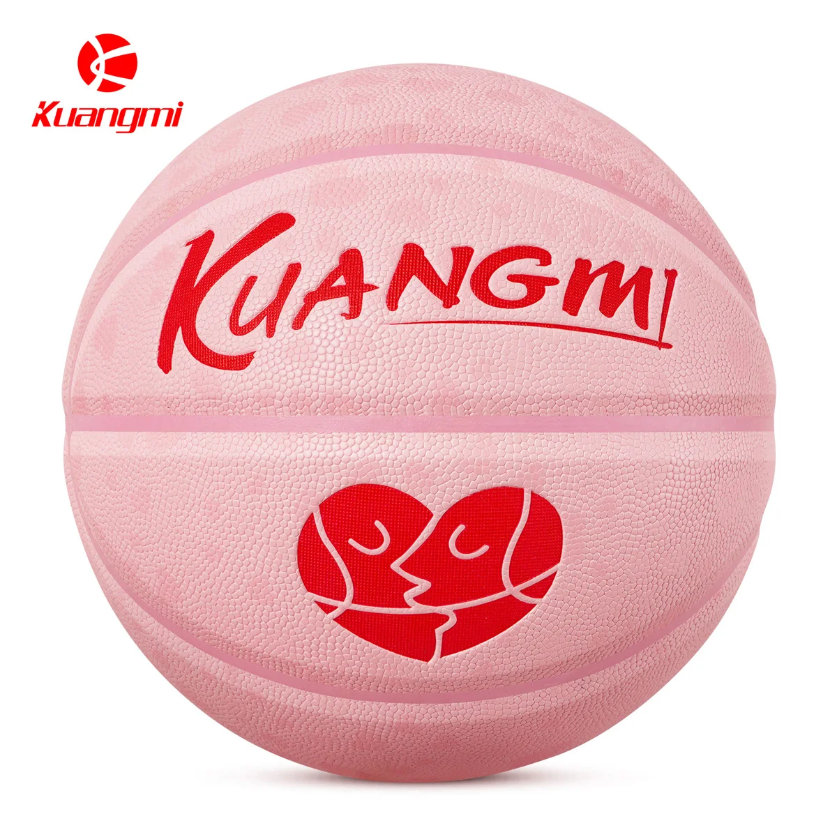 Kuangmi Red Heart Basketball Ball Size 7 Photosensitive PU Material Sunlight Discoloration Streetball Valentine's Day Gift