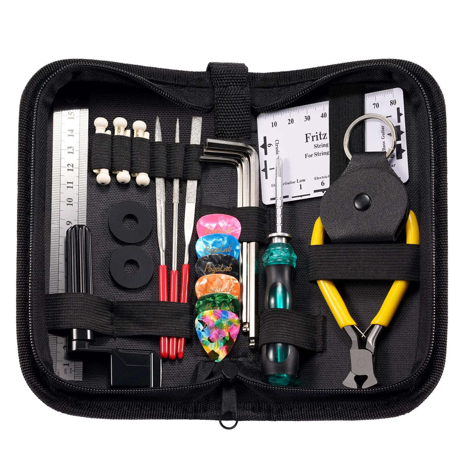 Repair Tool Kit Tools Organizer String Guitar Maintenance String Action Ruler Gauge Measuring Tool Hex Wrench Set Files Fin