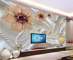 custom Dream Crystal Swan Flower wallpapers for Living Room Pearl TV Background Europe Mural wallpaper for walls 3 d wall paper