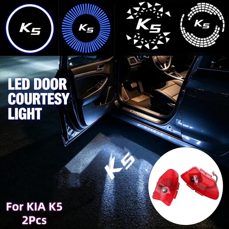 2Pcs LED Ghost Logo Projector Car Door Welcome Courtesy Shadow Light For KIA K5 2011‑2016 Ghost Shadow Projector Lamp Accessorry