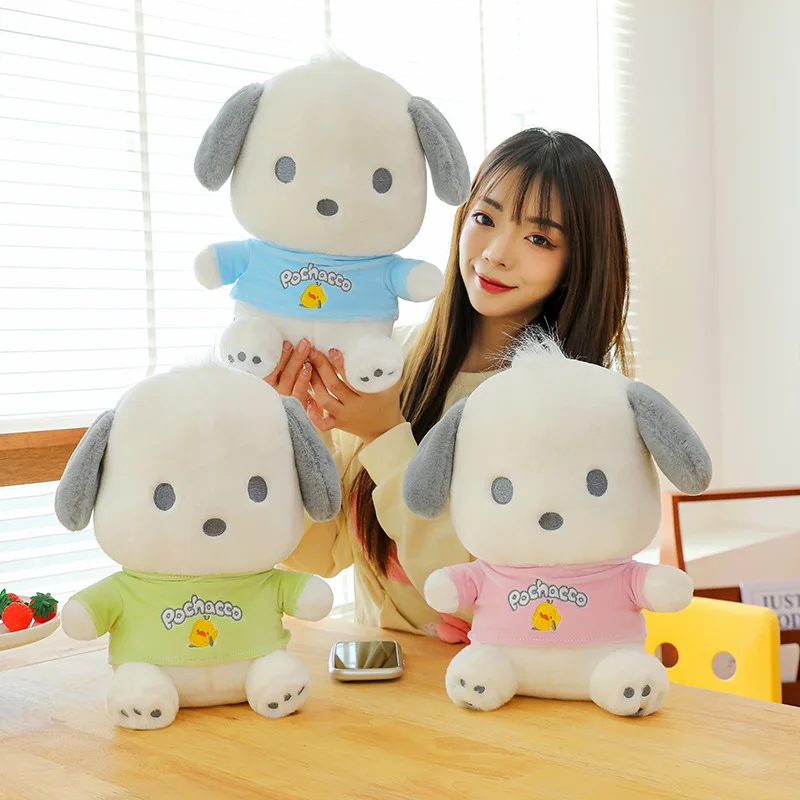 Kawaii moletom com capuz pachadog brinquedo de pelúcia boneca grande bonito cão travesseiro crianças aniversário presente de natal para crianças plushie animal de pelúcia