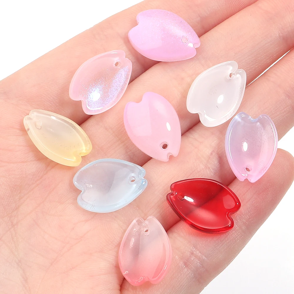 

30Pcs/Lot Flower Lampwork Glass Sakura Glass Beads For Jewelry Making Handmade Hair Decoration Clothing DIY Accessorie