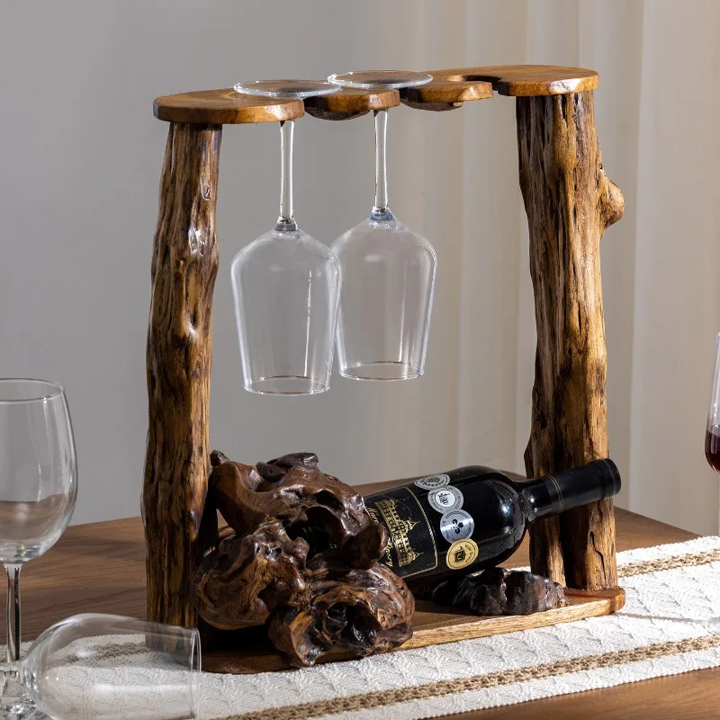 Thailand solid wood living room wine cabinet wine rack diagonal wine rack creative bar table rack decorative ornament