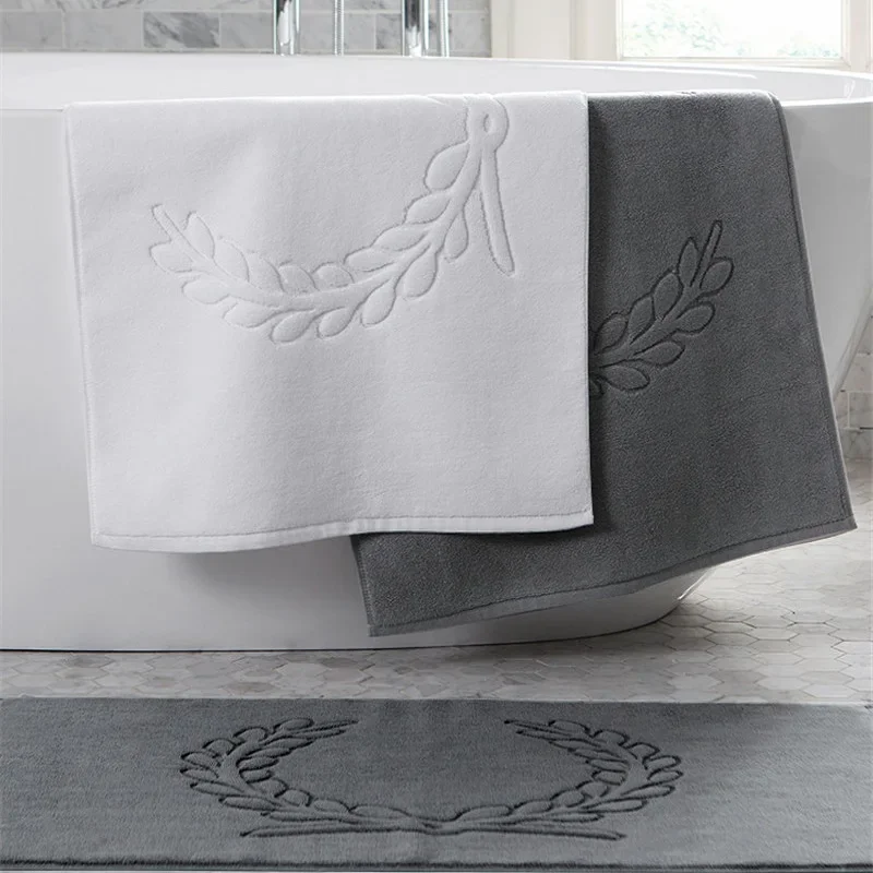 Water Absorbent Non-slip Floor Towel, 100% Cotton, Home Hotel Bath Mat, Bathtub Foot Pad, Bathroom Toilet Rug, Luxury, 45x75cm