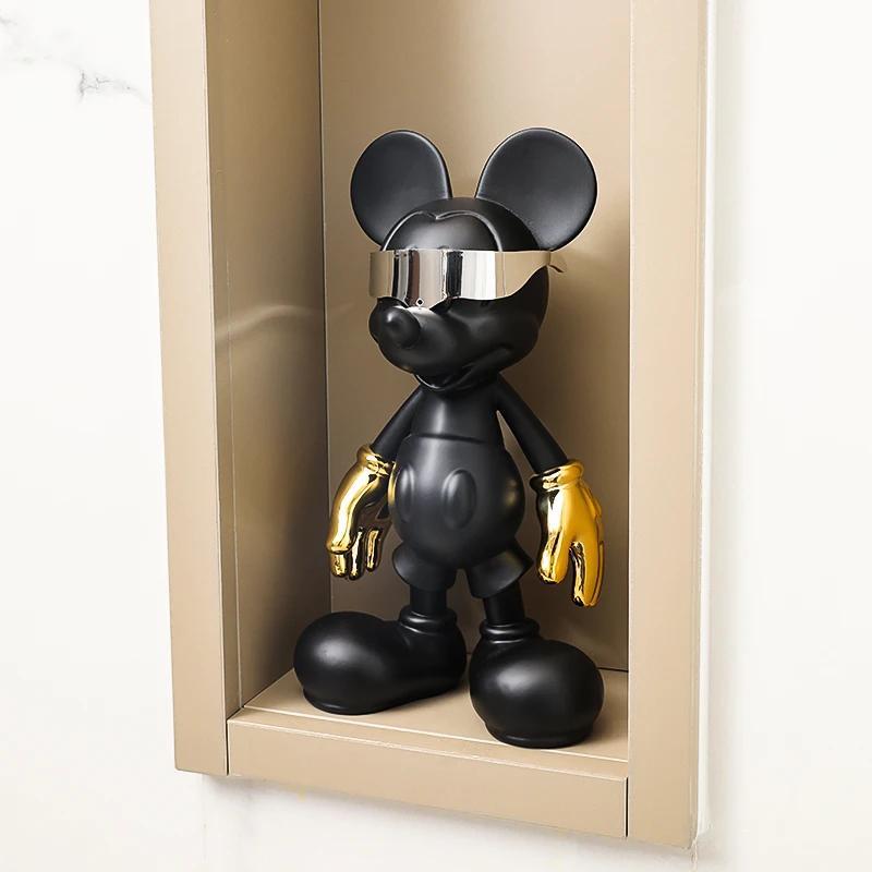 Imagem -02 - Disney Cyberpunk Mickey Mouse Statue Trendy Sunglasses Escultura Luxuosa Porch do Quarto Desktop Ornaments Home Decor