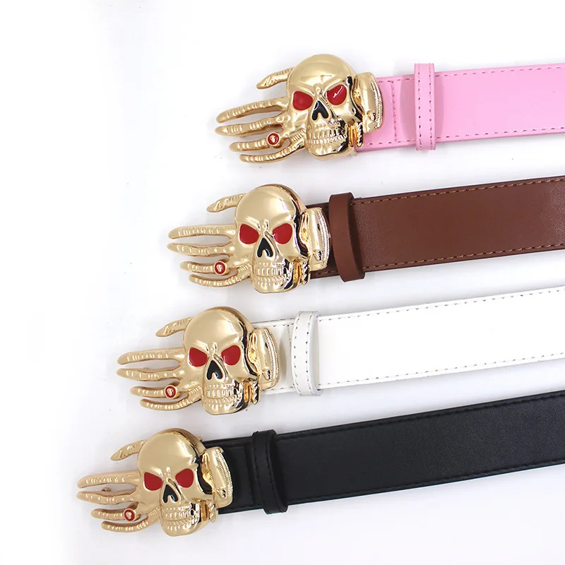 Halloween Gift Teen Belts Trendy Skull Head Claw Buckle Niche Belt Jeans Skirt Accessories Fashion All-Match Personality Belt