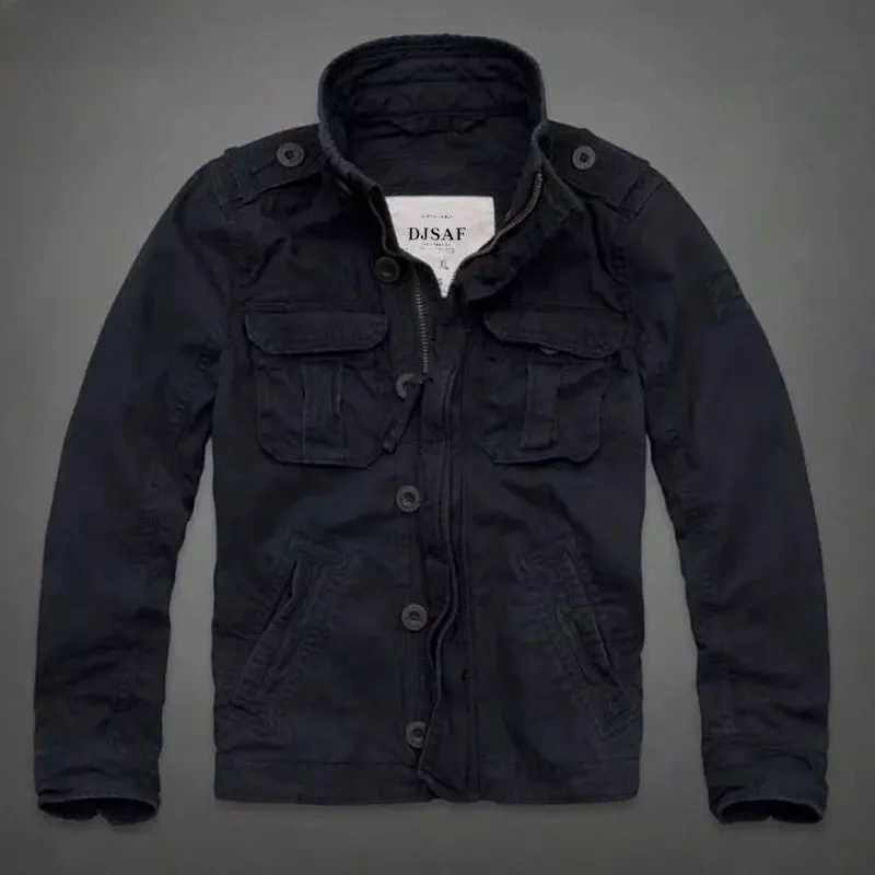

Мужская повседневная куртка DJS: новая осенне-зимняя модель, рабочая одежда, воротник-стойка, много карманов, модная городская, хлопковая, с длинными рукавами