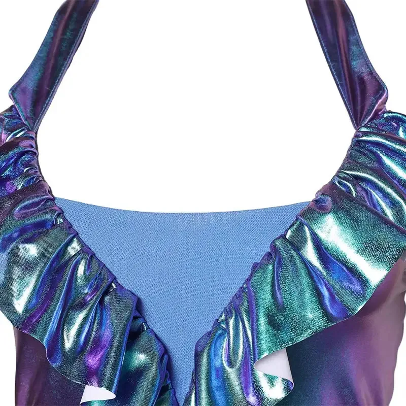 ヒップホップレトロロールプレイングセクシーダンスレディース70年代ディスコグローホーンジャンプスーツ、ハロウィンカーニバルセット付きft1/