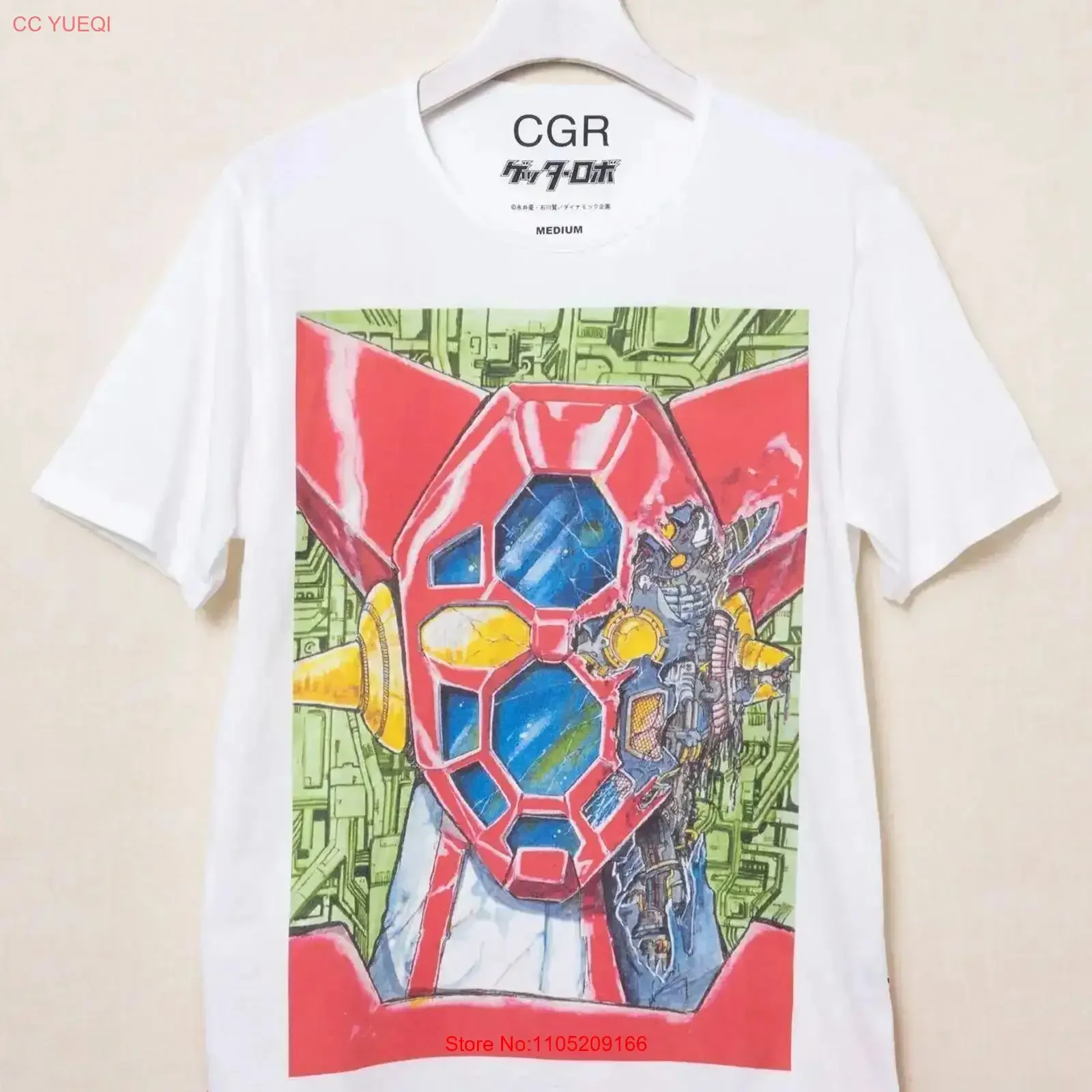 Camiseta blanca Getter Robo Robot Go Nagai OHYA Collab, Top de moda lavada vintage Original limitada de Japón para uso diario