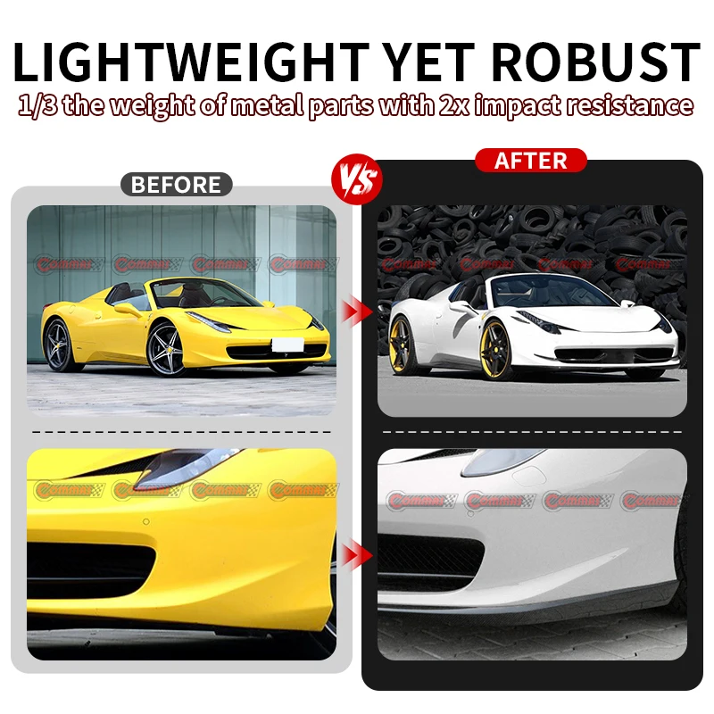2Pcs Car Front Bumper Lip Splitter Spoiler Body Kit Wrap Angle Corner For Ferrari 458 Nov Style Dry Carbon Fiber Accessories