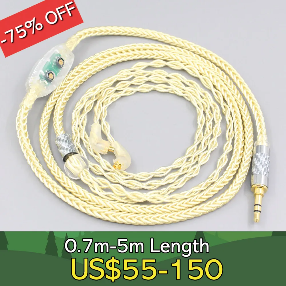 

8 Core Gold Plated + Palladium Silver OCC Alloy Cable For Etymotic ER4SR ER4XR ER3XR ER3SE ER2XR ER2SE 0-100Ohm LN007642