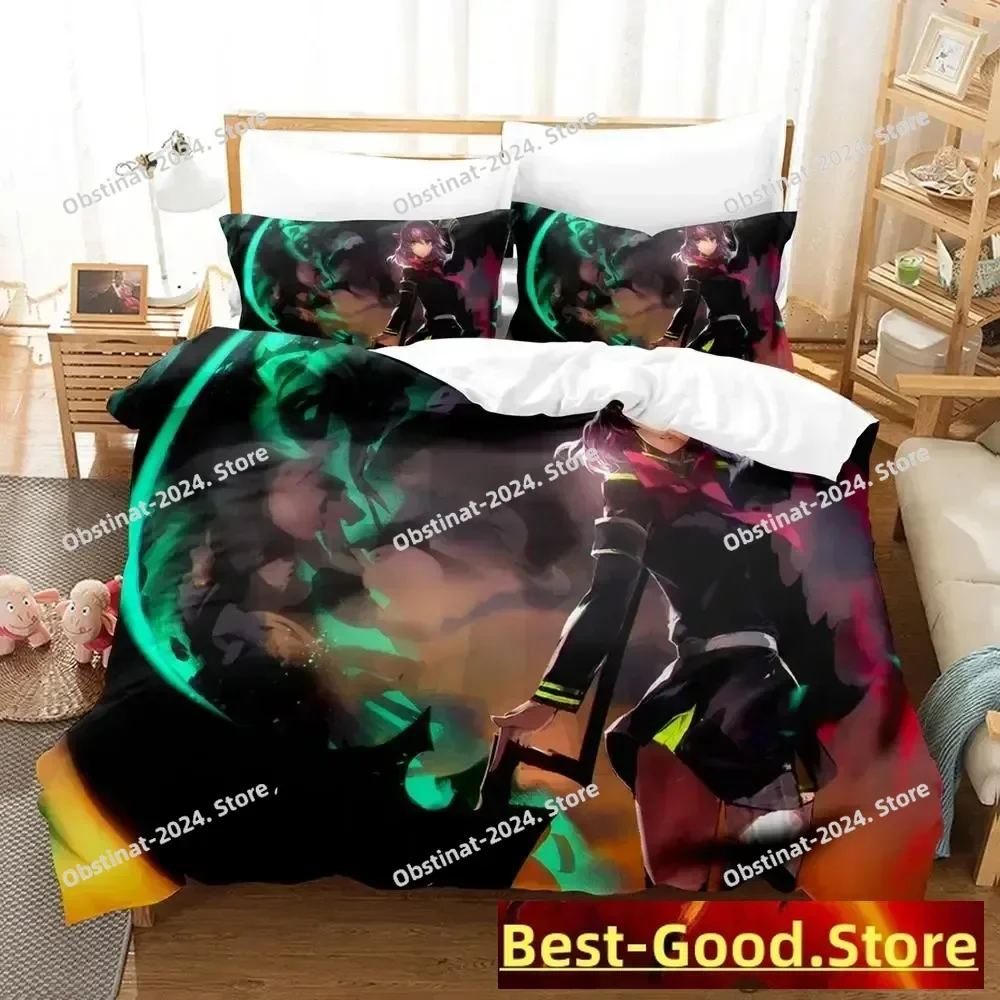 

2023 Seraph of the end Bedding Set Printed Bed Set With Pillowcase Bed Duvet Cover Soft Single Double Queen Super King Size