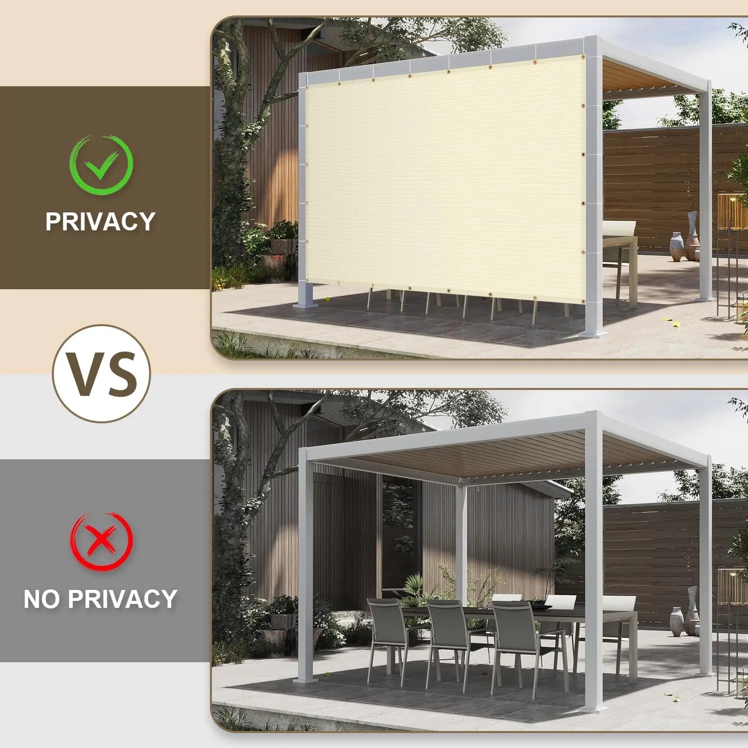 Outdoor Patio Sun Shade Cloth in Butter Cream, 95% UV Protection
