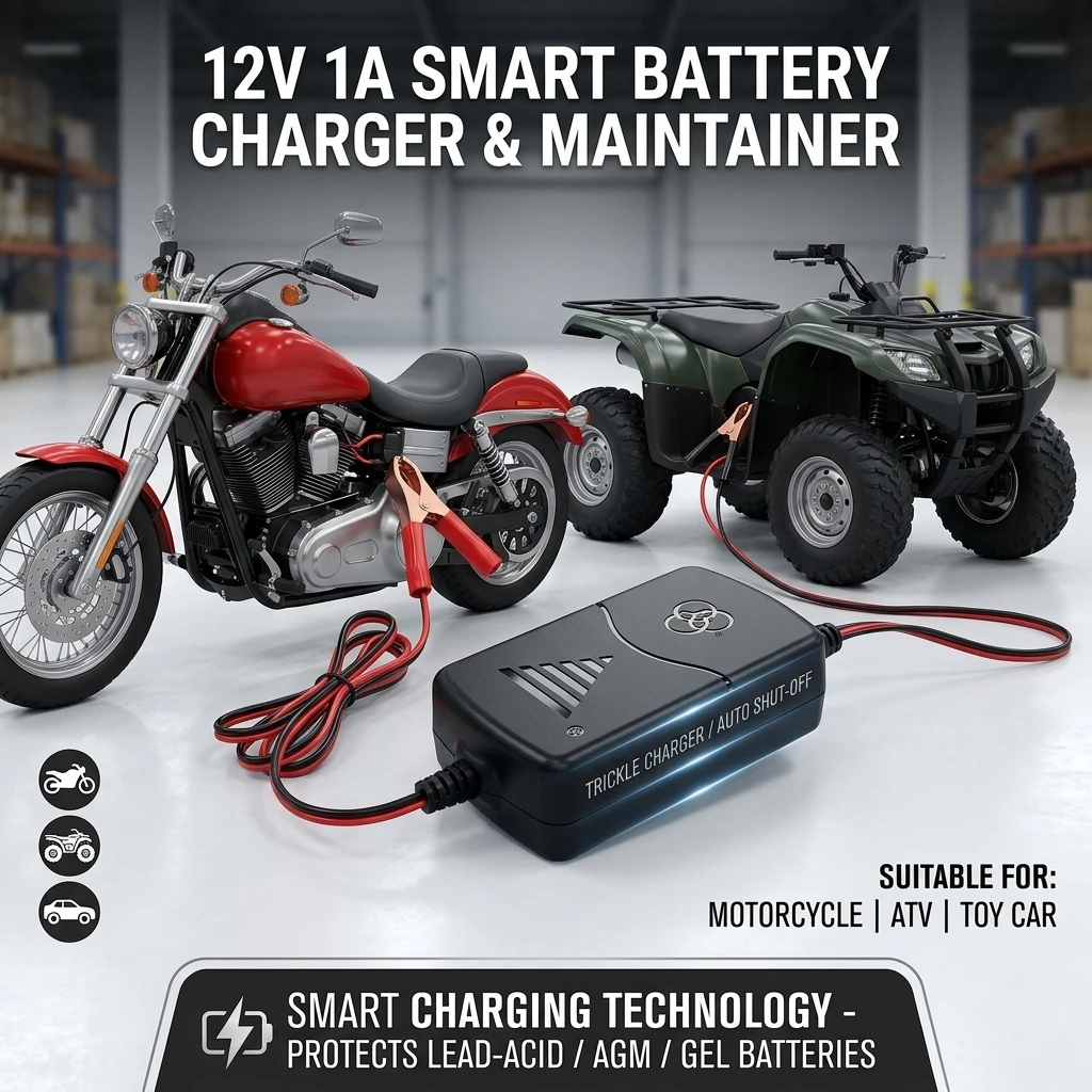 12v 1a Smart Battery Charger & Maintainer For Motorcycle Toy Car Atv Lead Acid Agm Gel Auto Shut-Off Trickle Charger