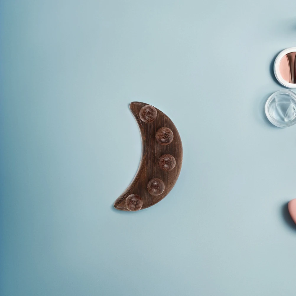 

2pcs Wooden Massage Tool Moon-Shaped Guasha Board For Face Neck Head 5-Beads Facial Sculpting Gua Sha Tool Portable Compact