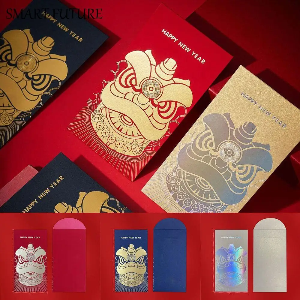 

Красный конверт в китайском стиле с годом дракона, тиснение золотом, забавный счастливый мешок для денег, традиционный утолщенный новогодний денежный красный конверт