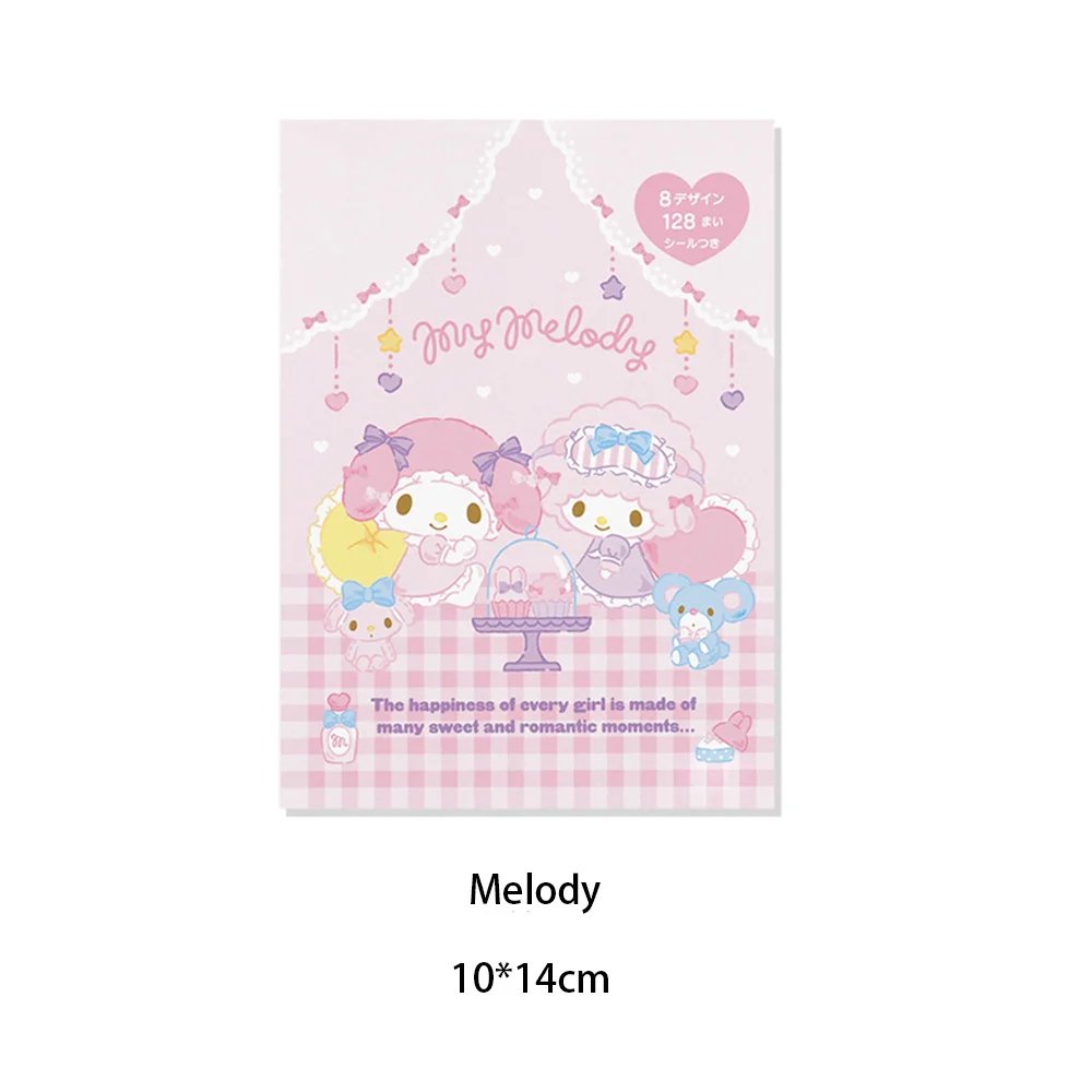 Sanrio Sticker Book Cute Melody Cinnamoroll Kitty Hand Book Note Paper Cartoon Memo With Stickers For Girls Toys Gifts