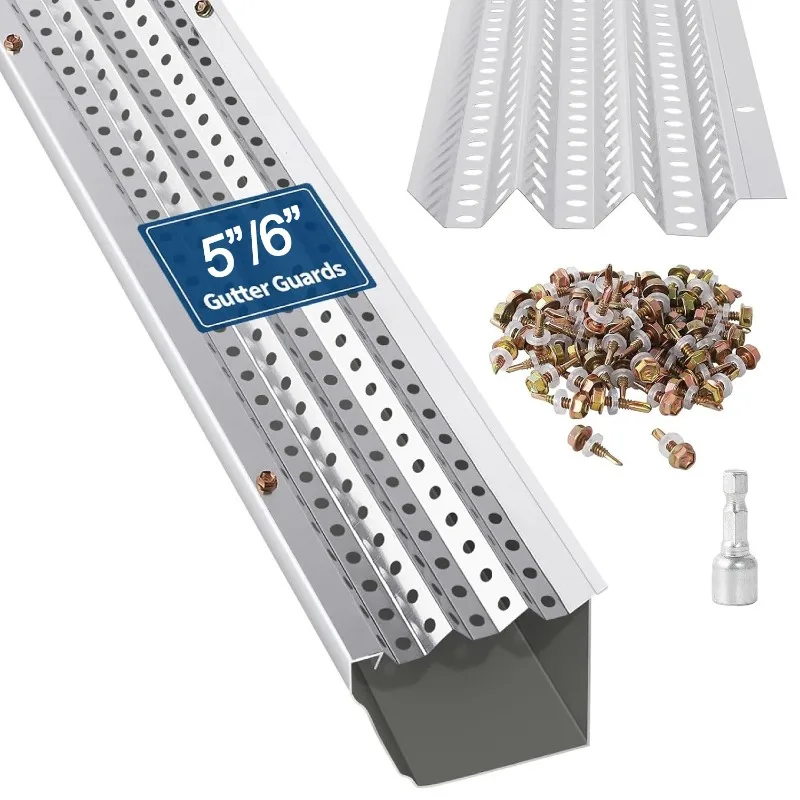 

Gutter Guard Leaf Guards for Gutters, 5"/6" Width 0.275'' Hole Diameter 0.02'' Thick Fits Any Roof or Gutter Type, Gutter Guards