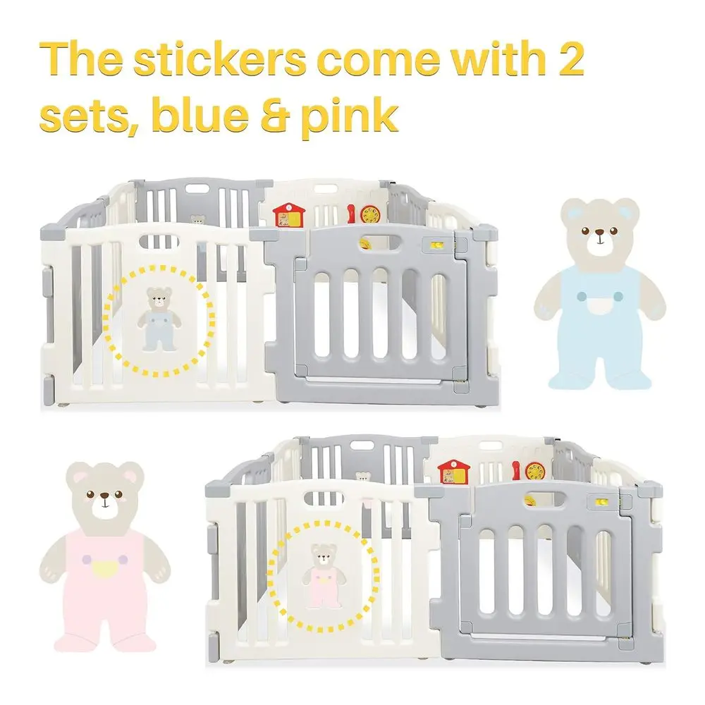 روضة أطفال تفاعلية مكونة من 8 ألواح باللونين الرمادي والأبيض معتمدة من ASTM لسلامة الأطفال ونشاط الأطفال